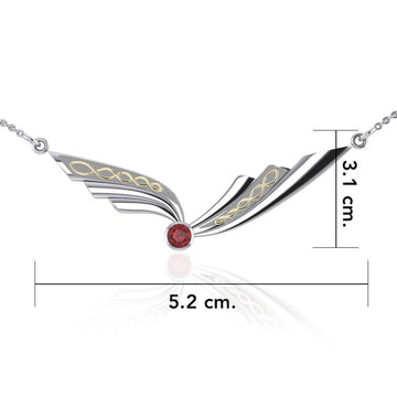 Celtic Knot Silver and Gold Accent Necklace with Gemstone TNV190 - Jewelry